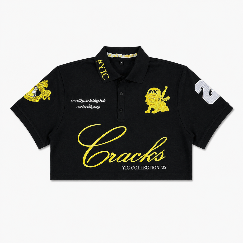 Cropped Black YIC Polo